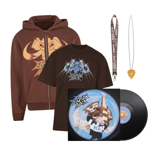 Stadium Rock Zipper, T-Shirt, Vinyl, Kette und Band