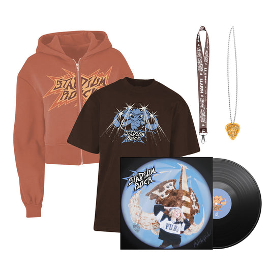 Stadium Rock Bundle Cropped Zipper terracotta, T-Shirt, Vinyl, Kette und Band